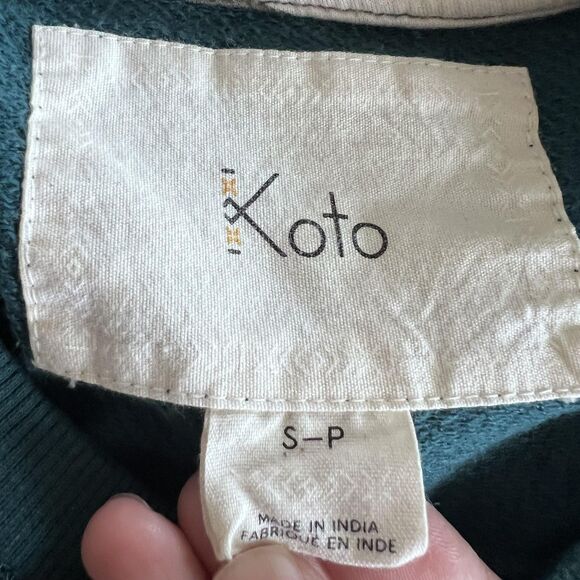 Koto‎ Sweatshirt Women Small Teal Blue Leopard Animal Print Crewneck Pullover - Picture 5 of 8